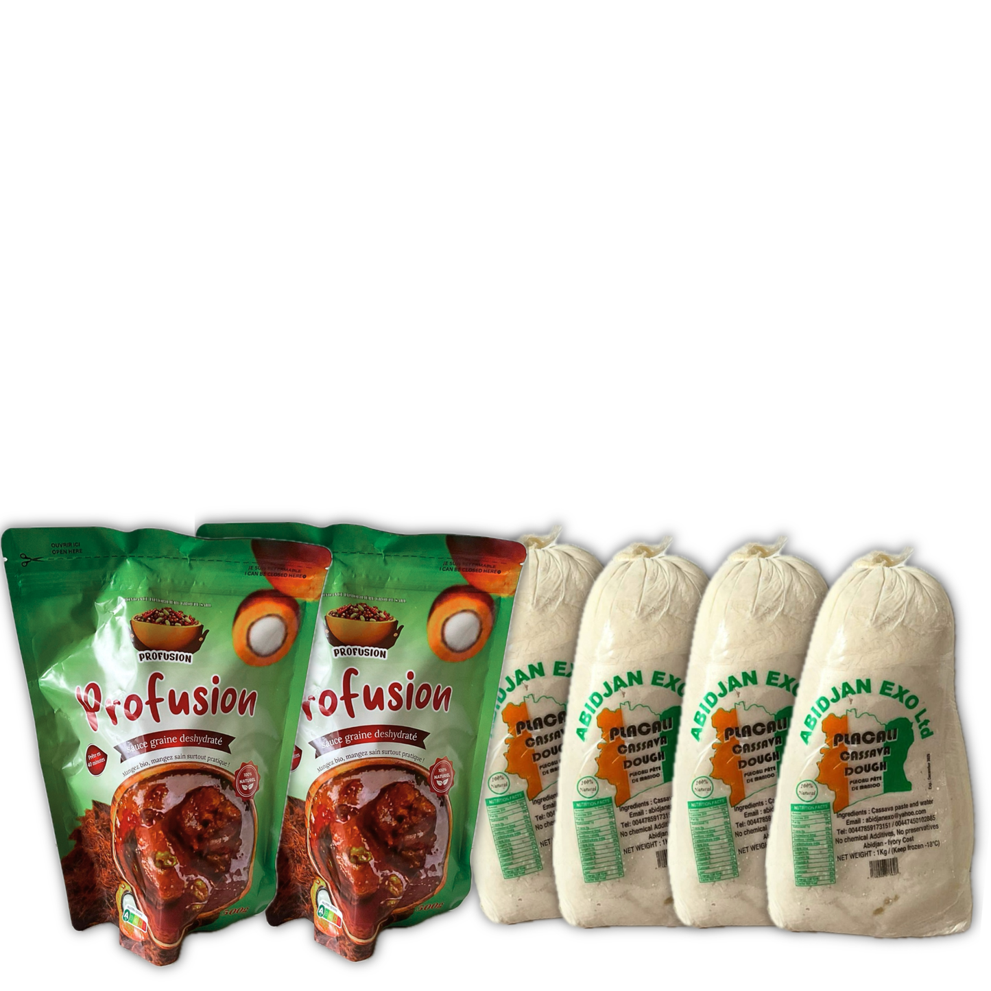 Buy our Ivorian Feast Bundle. 4kg frozen Placali and dehydrated palm nut fruit for Sauce Graine. Free next day delivery across the UK when you spend abover £40. Shop Nogbous.